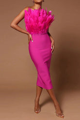Schickes trägerloses, figurbetontes Party-Cocktailkleid in Fuchsia